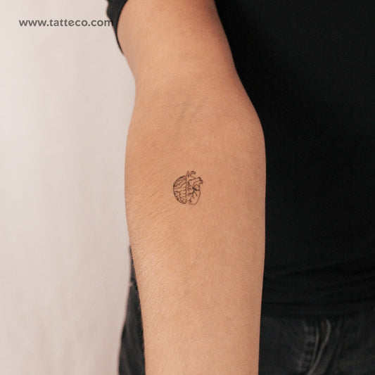 Tatuaje semipermanente de cerebro y corazón (juego de 2)