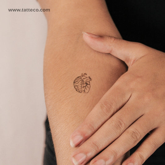 Tatuaje semipermanente de cerebro y corazón (juego de 2)