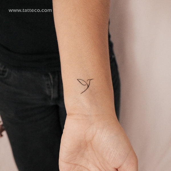 One Line Hummingbird Temporary Tattoo - Set of 2