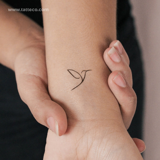 Tatuaje temporal de colibrí de una línea (juego de 2)