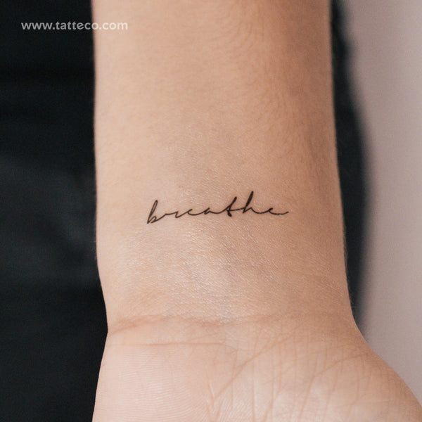 Handwritten Font Breathe Semi-Permanent Tattoo - Set of 2