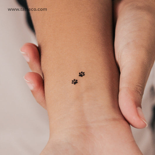 Tatuaje semipermanente de pareja con huella de pata - Juego de 2