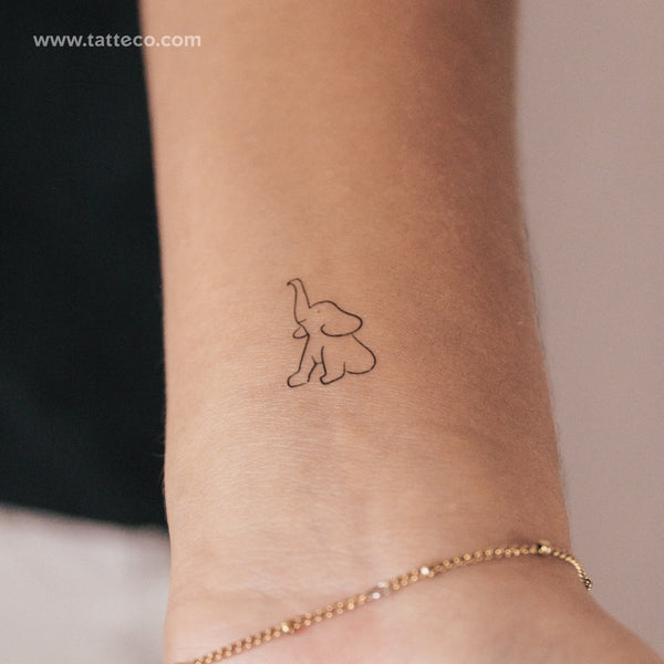 Elephant Sitting Semi-Permanent Tattoo - Set of 2