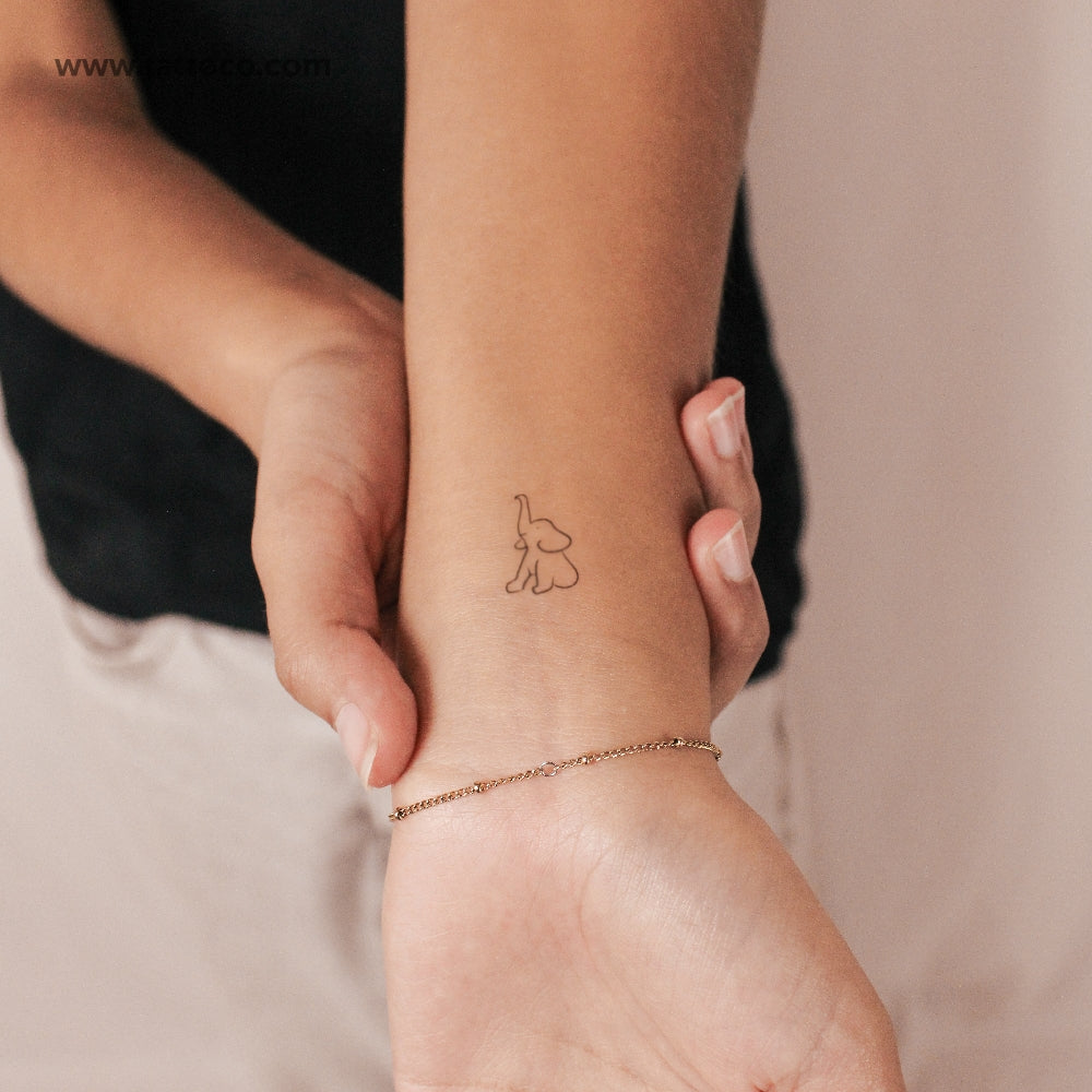 Tatuaje semipermanente de elefante sentado (juego de 2)