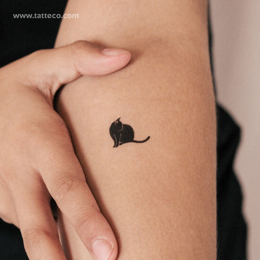 Standing Black Cat Semi-Permanent Tattoo - Set of 2