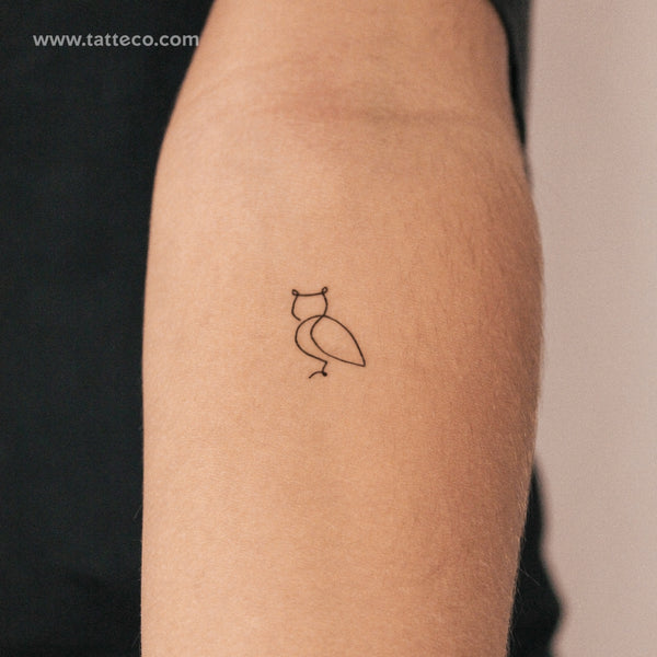 Single Line Owl Semi-Permanent Tattoo - Set of 2