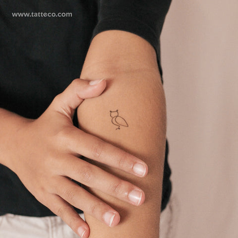 Single Line Owl Semi-Permanent Tattoo - Set of 2