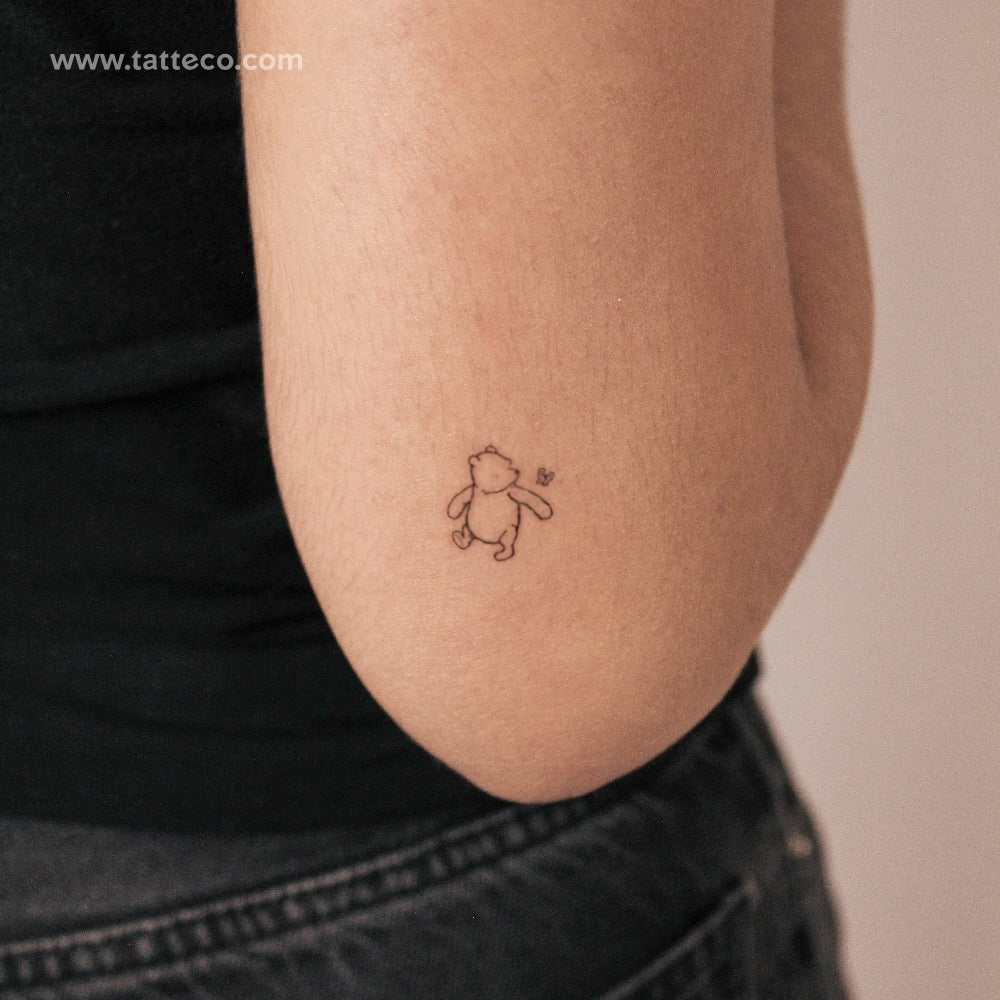 Classic Winnie The Pooh And Butterfly Semi-Permanent Tattoo - Set of 2