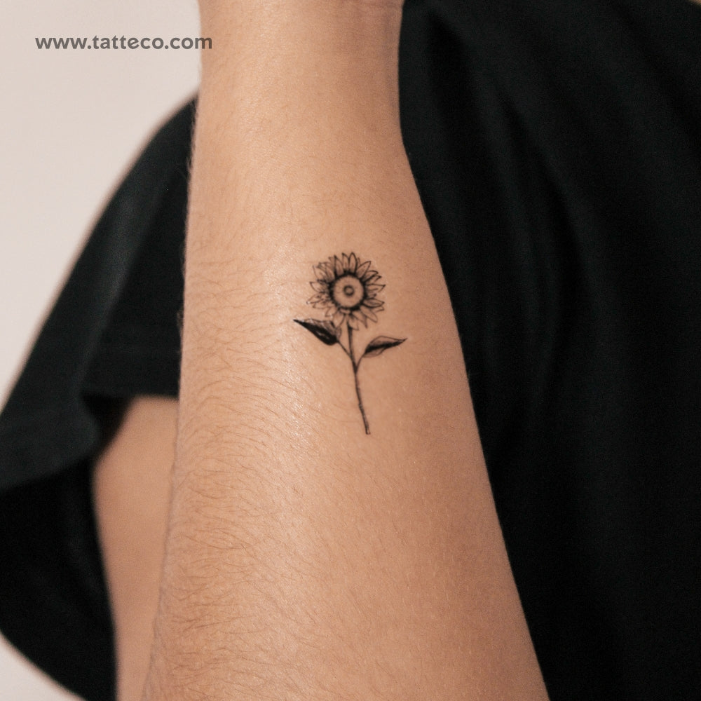 Tatuaje semipermanente de girasol - Juego de 2