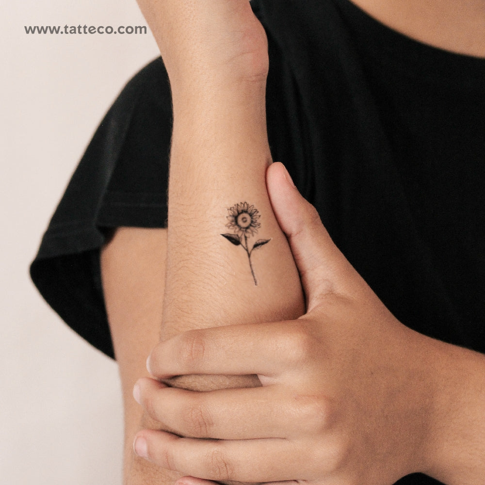 Tatuaje semipermanente de girasol - Juego de 2