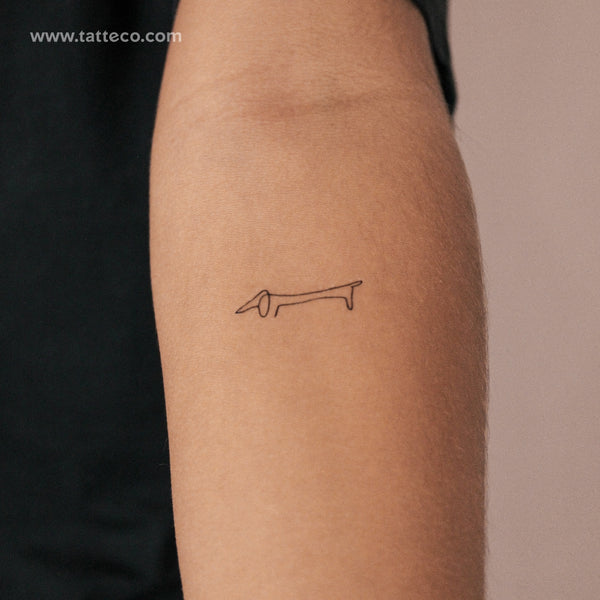 Fine Line Dachshund Semi-Permanent Tattoo - Set of 2