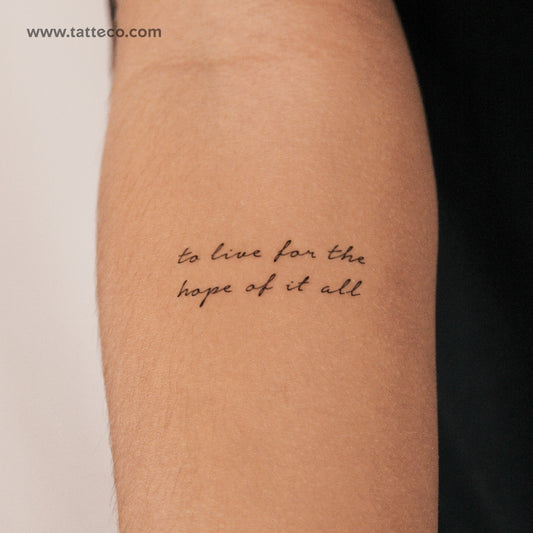 Tatuaje semipermanente "Vivir por la esperanza de todo" - Juego de 2
