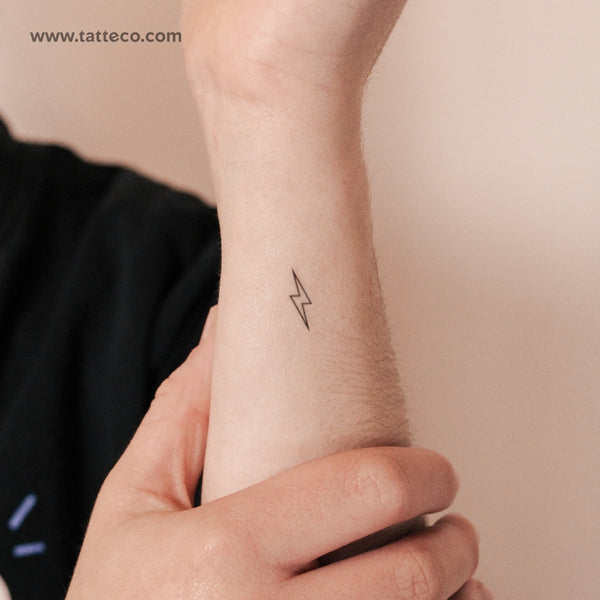 Small Lightning Bolt Outline 2-Week Temporary Tattoo - Set of 2