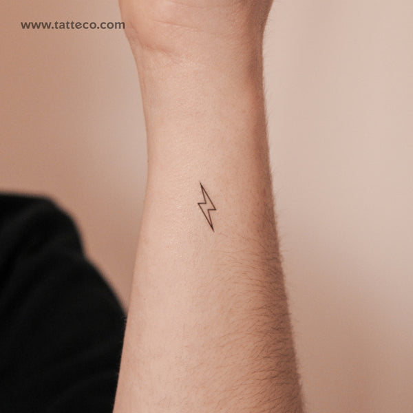 Small Lightning Bolt Outline 2-Week Temporary Tattoo - Set of 2