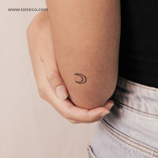 Tatuaje semipermanente de contorno de luna creciente (juego de 2)