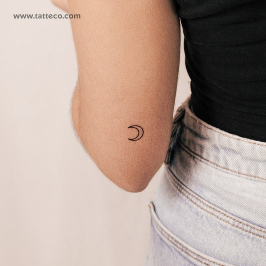 Tatuaje semipermanente de contorno de luna creciente (juego de 2)