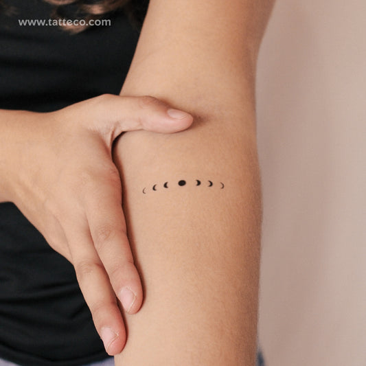 Tatuaje semipermanente minimalista de fases lunares (juego de 2)