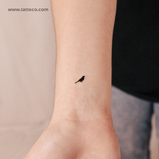 Tatuaje temporal de pájaro en pie (2 semanas) - Juego de 2