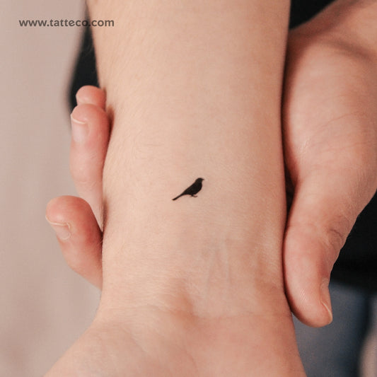 Tatuaje temporal de pájaro en pie (2 semanas) - Juego de 2