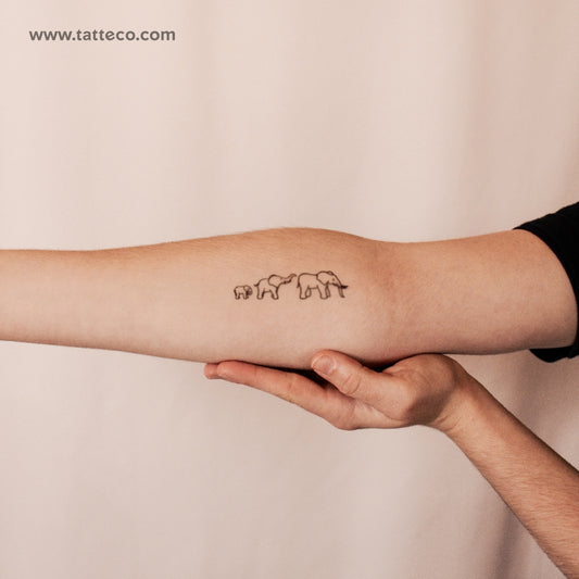 Tatuaje temporal de familia de elefantes (2 semanas) - Juego de 2