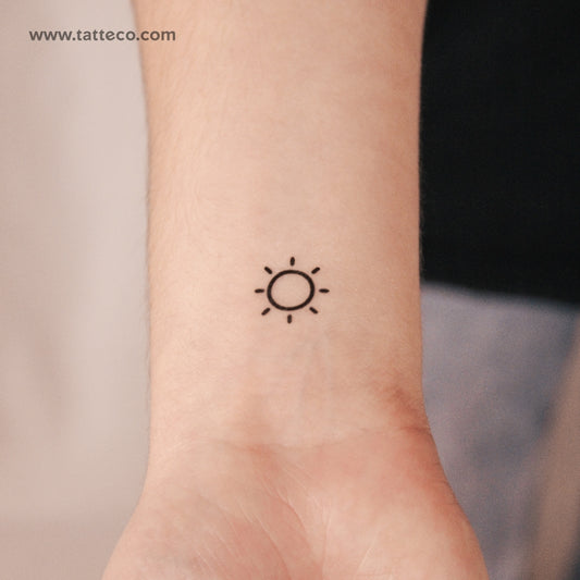Tatuaje semipermanente minimalista de sol (juego de 2)