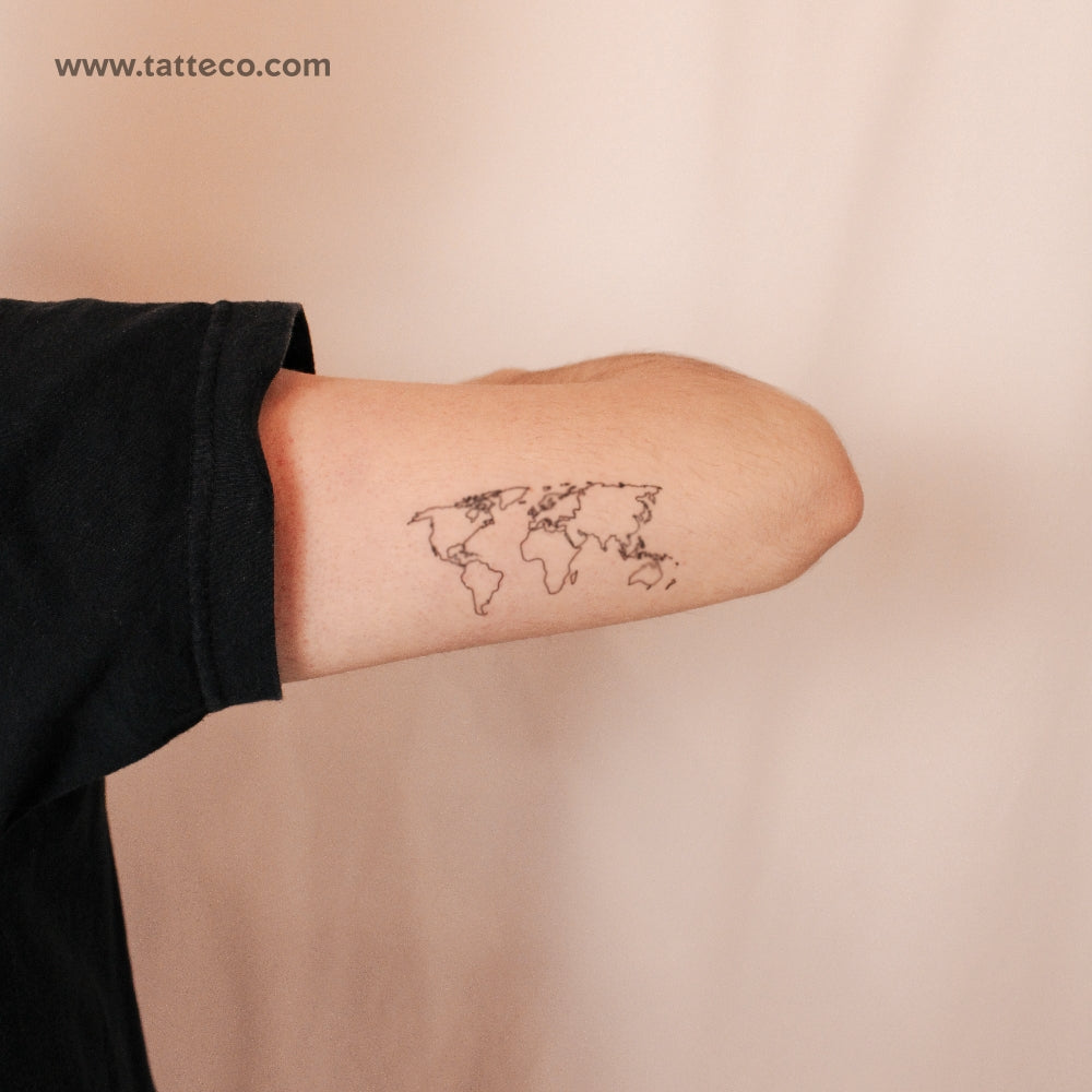 World Map Semi-Permanent Tattoo - Set of 2