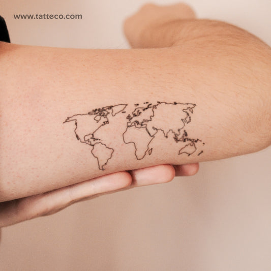 Tatuaje semipermanente de mapa del mundo (juego de 2)