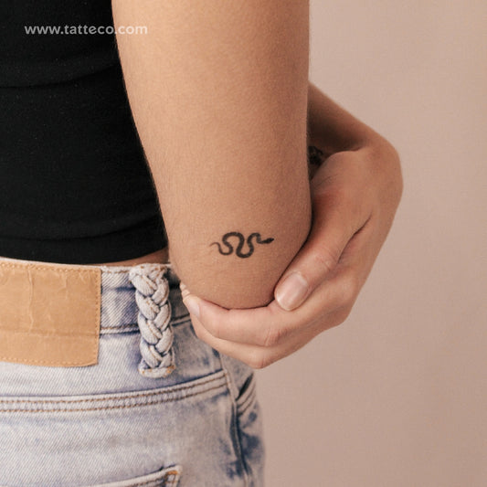 Tatuaje semipermanente de serpiente con diseño de puntillismo (juego de 2)