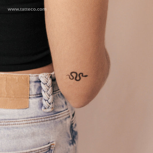 Tatuaje semipermanente de serpiente con diseño de puntillismo (juego de 2)