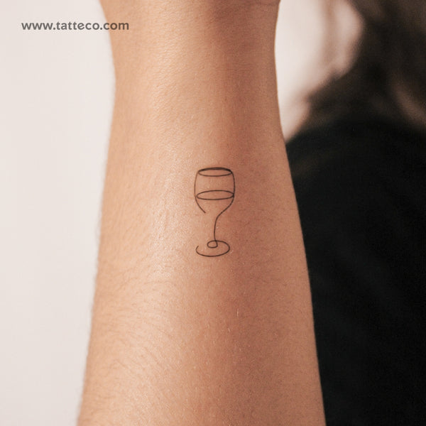 Fine Line Wine Glass Semi-Permanent Tattoo - Set of 2