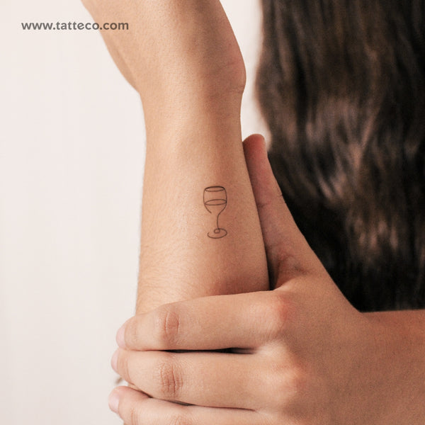 Fine Line Wine Glass Semi-Permanent Tattoo - Set of 2