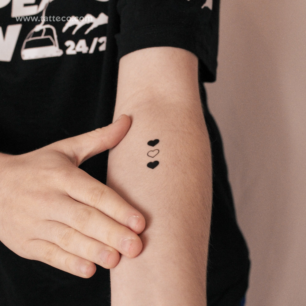 Matching 3 Hearts Semi-Permanent Tattoo - Set of 3x2
