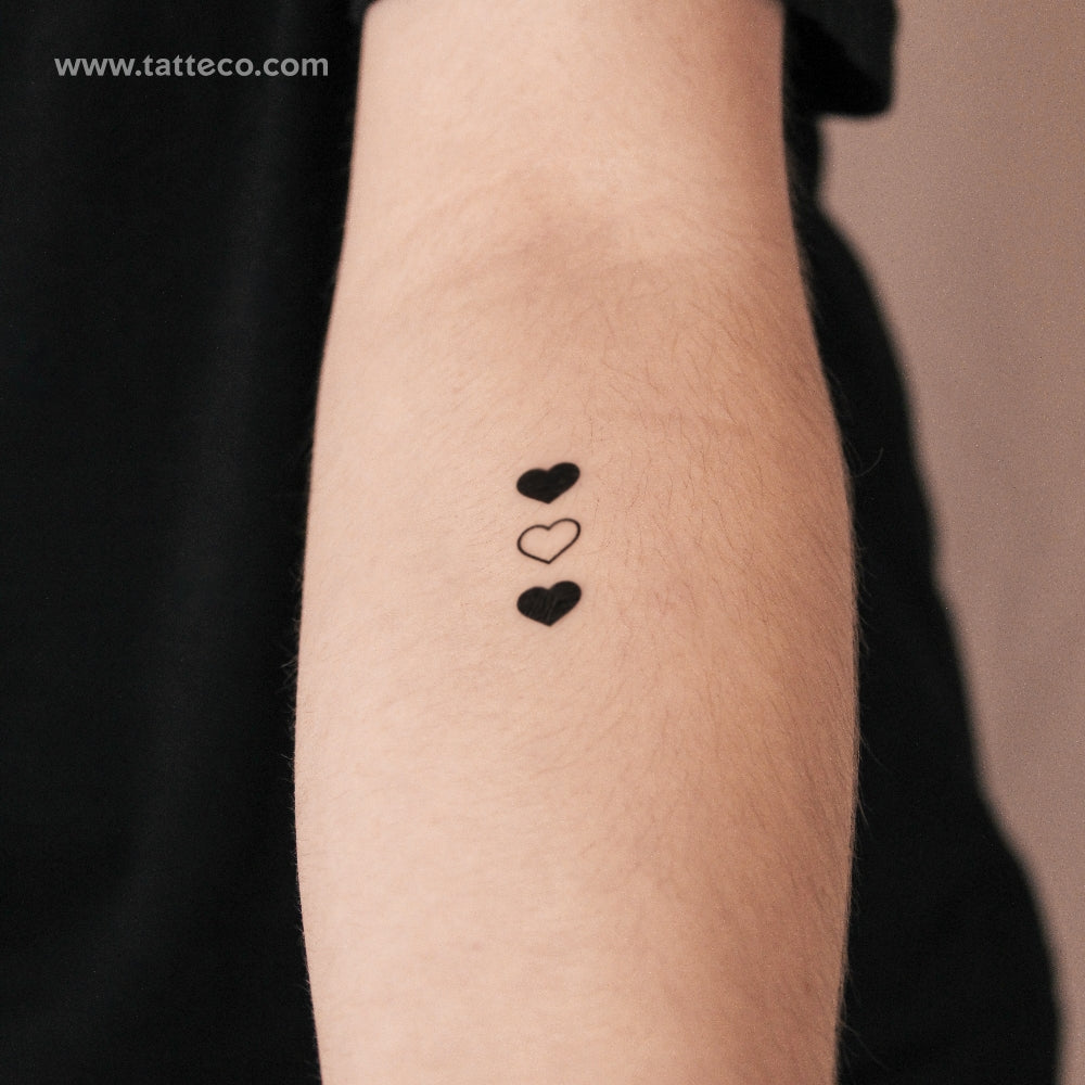 Matching 3 Hearts Semi-Permanent Tattoo - Set of 3x2