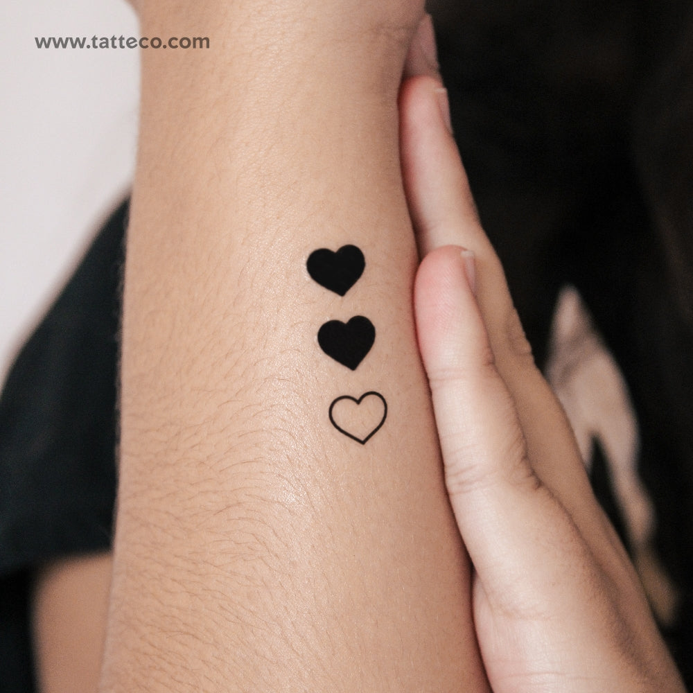 Matching 3 Hearts Semi-Permanent Tattoo - Set of 3x2