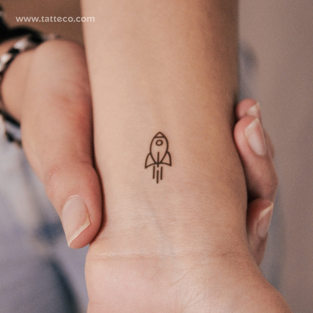 Minimalist Rocket Semi-Permanent Tattoo - Set of 2