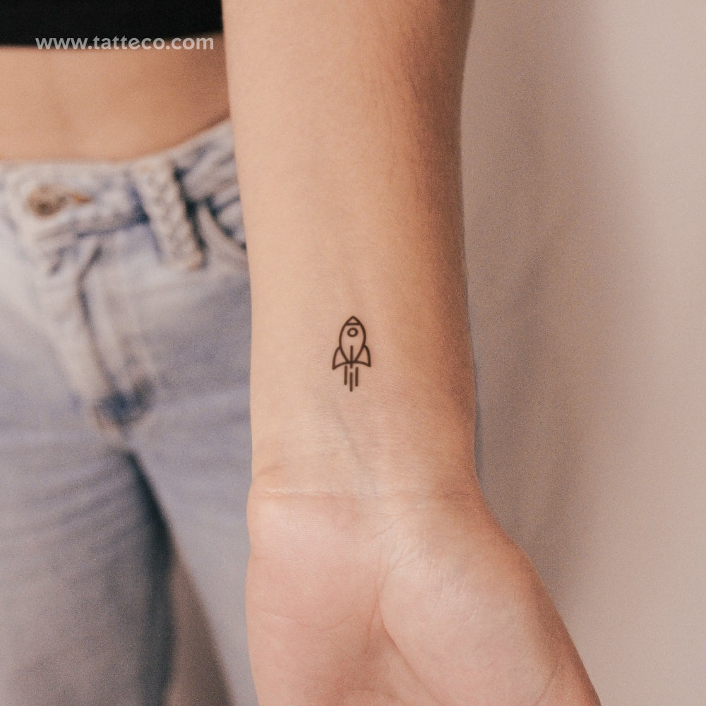 Minimalist Rocket Semi-Permanent Tattoo - Set of 2