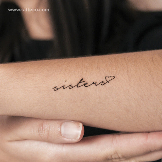Tatuaje semipermanente "Hermanas aman" - Juego de 2