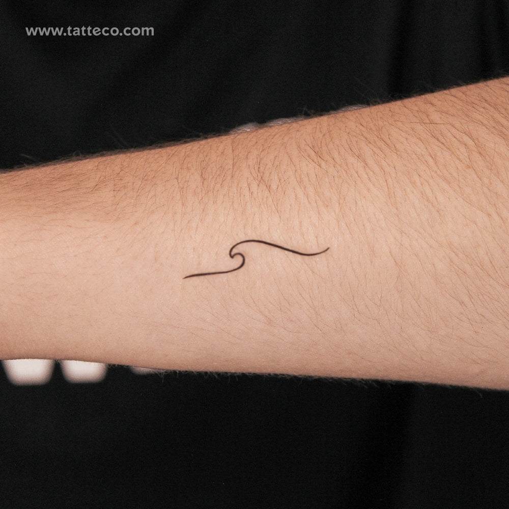 Tatuaje temporal minimalista de onda (2 semanas) - Set de 2