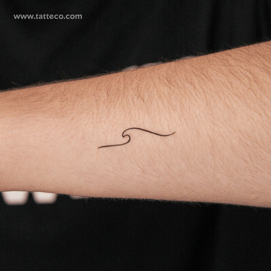 Tatuaje temporal minimalista de onda (2 semanas) - Set de 2