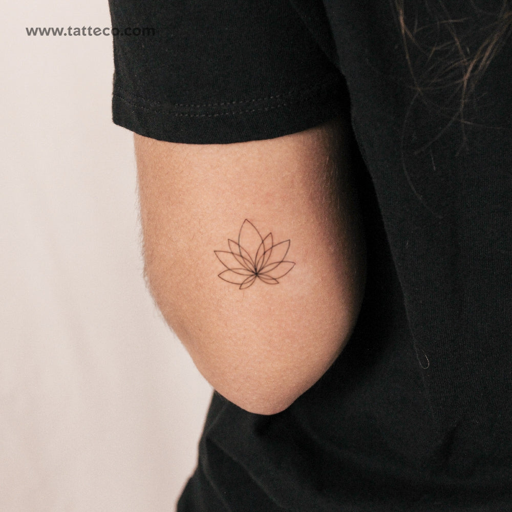 Fine Line Lotus Flower Semi-Permanent Tattoo - Set of 2