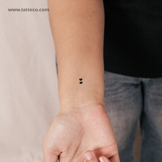 Tiny Black Heart Couple Semi-Permanent Tattoo - Set of 2