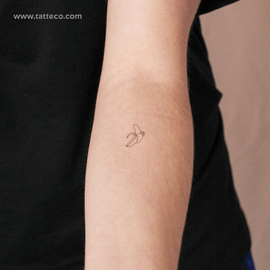 Tatuaje semipermanente de plátano de línea fina - Juego de 2