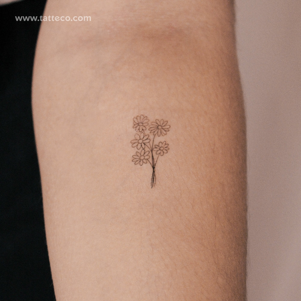 Daisy Bouquet Semi-Permanent Tattoo - Set of 2