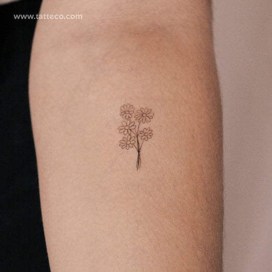 Daisy Bouquet Semi-Permanent Tattoo - Set of 2