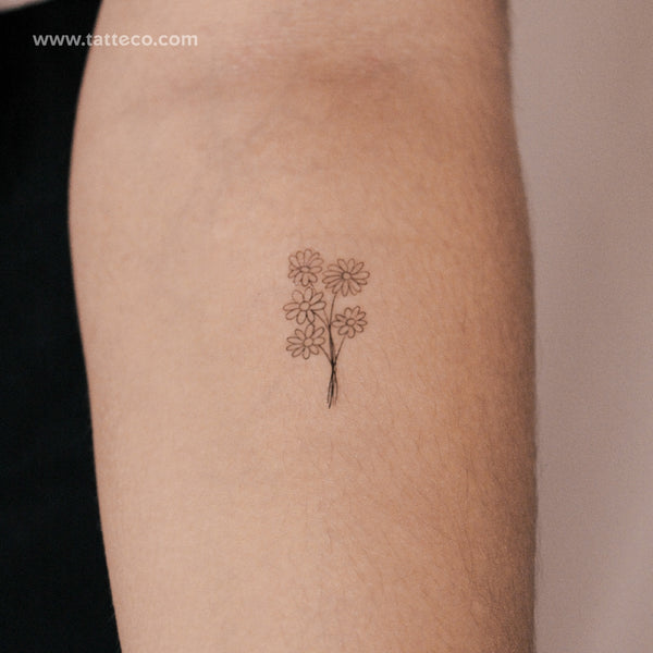 Daisy Bouquet Semi-Permanent Tattoo - Set of 2