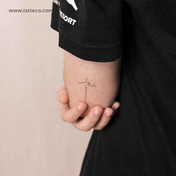 Wave And Cross Semi-Permanent Tattoo - Set of 2