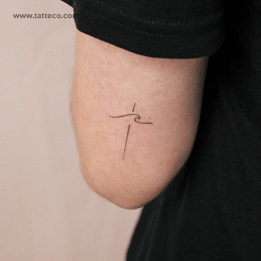 Tatuaje semipermanente de onda y cruz (juego de 2)