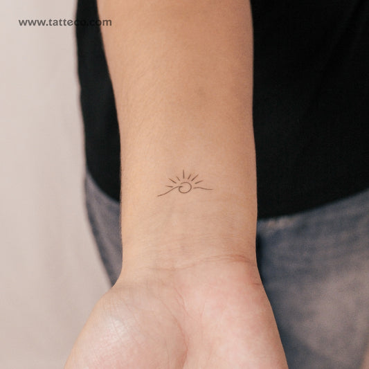 Tatuaje semipermanente de olas pequeñas al atardecer (juego de 2)