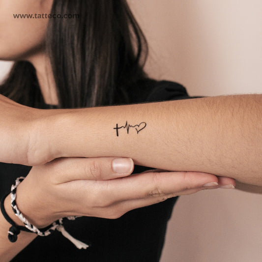 Tatuaje semipermanente pequeño de fe, esperanza y amor (juego de 2)