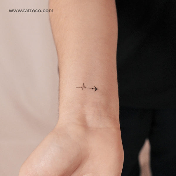 Airplane Heartbeat Semi-Permanent Tattoo - Set of 2